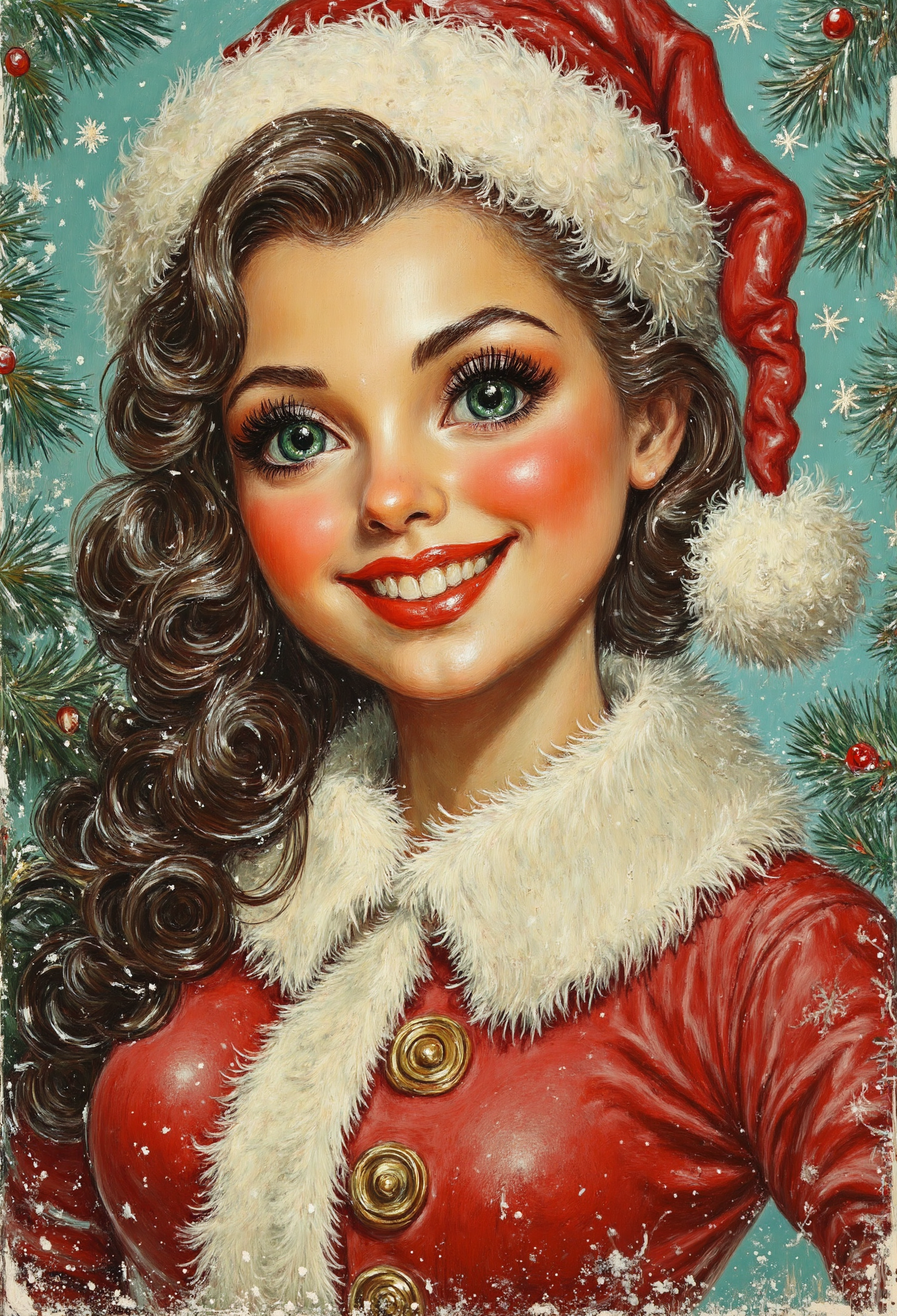 pstcs001, cold north brunette 25 years old, christmas outfit, narrow face, high cheekbones, aristocratic appearance, middle ages