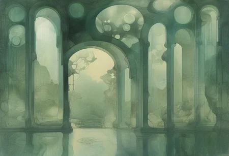masterpiece,best quality,<lora:tbh309-sdxl:0.9>,illustration,designed by Victor Horta, Futuristic city with lush spires with organic shapes, inspired by Zaha Hadid, (pool party), warriors dressed in piecemeal armour are cheering. gleaming lights shining through the pool, spotlight highlights.
stained glass effect. Dripping, thick strokes. Backlit.