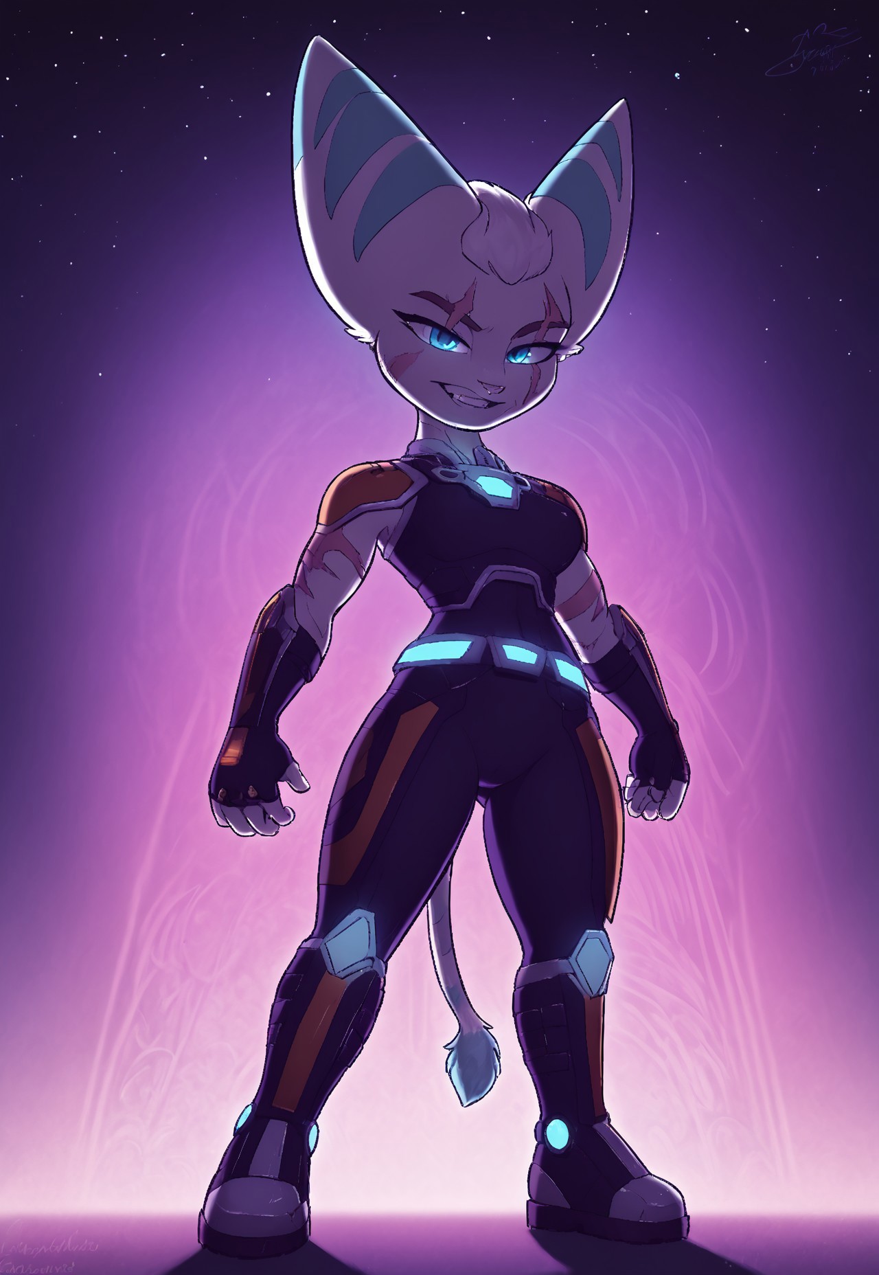 safe_pos, female(oc Lombax), long ears, tail, teeth, animal nose, Sci-fi Environments, science fiction, building, toon, ((cartoon))colorful, architecture, bodysuit, small tits, tail, 1gril solo alone, ((green striped fur))) dramatic lighting, intricate details, full body intricate armor beautiful patterns, legendary, powerful, cinematic, trending on ArtStation, shortstack. multicolor hair, scars, junkworld, Score_9, Score_8_up, Score_7_up, volumetric_lighting, chiaroscuro_lighting, shaders, below, dynamic
, alien worlds landscape, long ears, nebula, leg armor, colorful background, blue core on chest, curvy