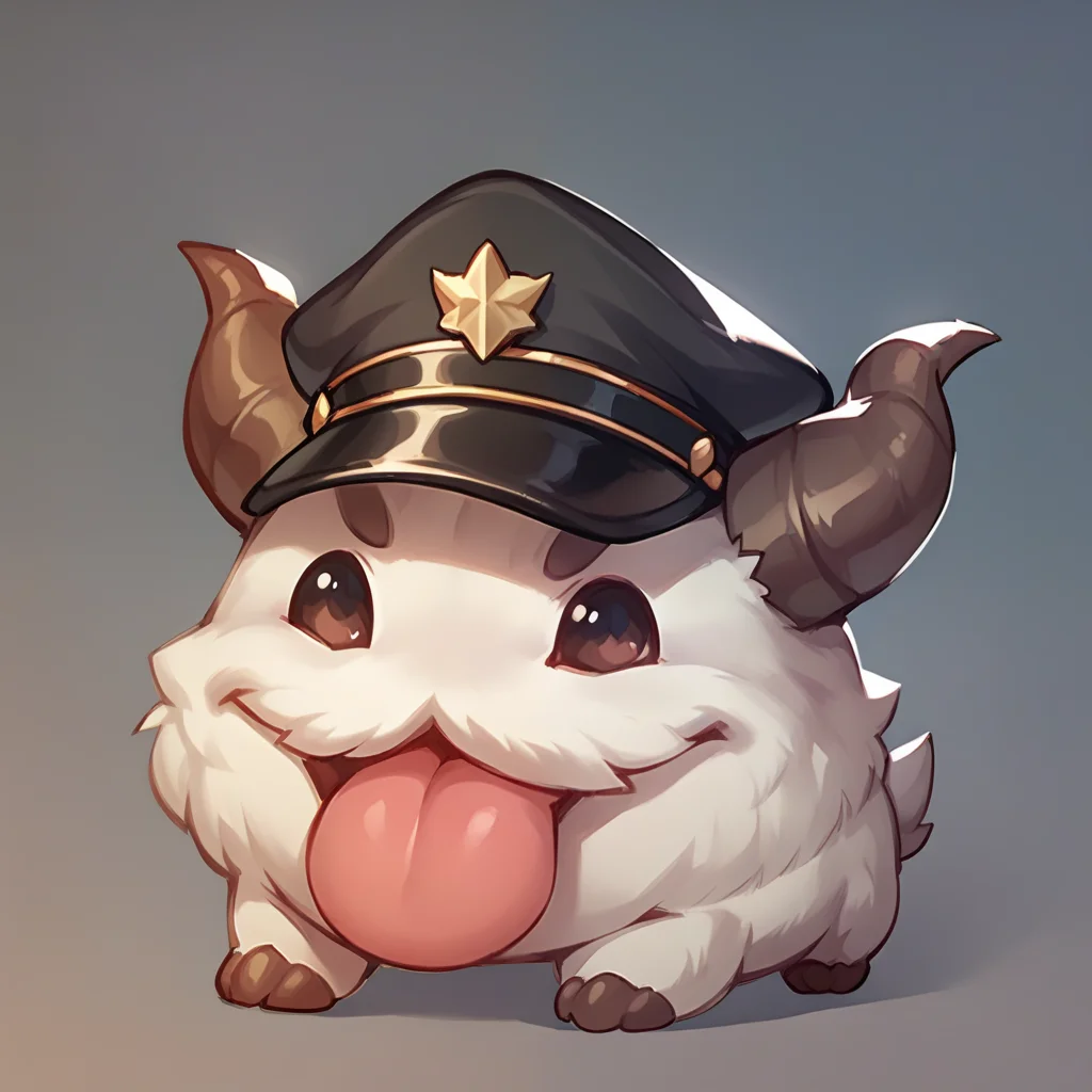 score_9, score_8_up, score_7_up, score_6_up, p0r0, no humans, animal focus, horns, <lora:Poro_v1:0.9>, full body, looking at viewer, animal, chibi, peaked cap