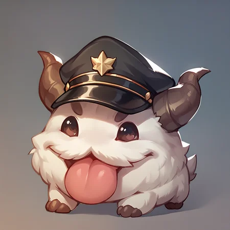 score_9, score_8_up, score_7_up, score_6_up, p0r0, no humans, animal focus, horns, <lora:Poro_v1:0.9>, full body, looking at viewer, animal, chibi, peaked cap