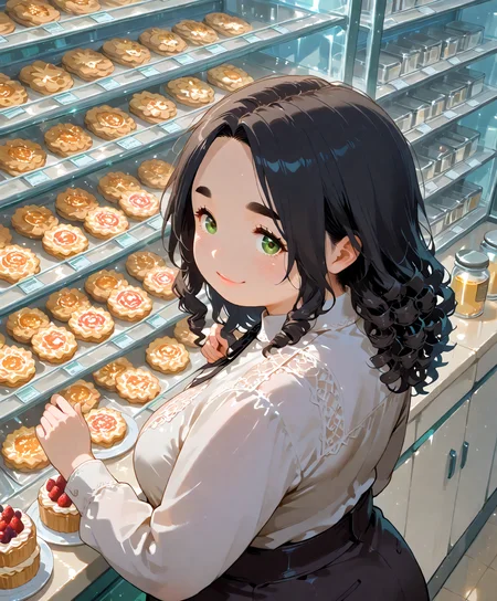 PonyScores7, source_anime, ah1, IllustriousQual, <lora:natsumi_style:0.5>, <lora:by_usakun-pony:0.4>, by usakun, <lora:Akina_Bbw_Style_-_PonyXL:0.2>, AkinBw,
BREAK ((from above), (from back), very far from viewer),
BREAK 1girl, mature female, (round face:1.2), (thick eyebrows:1.3), (curvy), round-chin, caucasian, (plump face), <lora:Round_face:0.2>, <lora:ETO_OC_Illustrius:0.8>, eto_oc, skindentation, (plump), thick thighs, wide hips, busty, voluptuous, lips, <lora:venus body PonyXL:0.3>, <lora:shinyskin2:0.2>, glistening skin,
BREAK (curly hair), long hair, (black hair:1.4), (parted hair:1.7), messy hair, kinky curls, <lora:hairdetailpxl:0.2>, hairdetailpxl,
BREAK (half green and brown eyes), (colorful eyes), (multicolored eyes), (downturned eyes:1.4), <lora:expressive eyes:0.2>, expressive eyes, <lora:eyedetailpxl:0.2>, eyedetailpxl, <lora:Eyes_High_Definition:0.2>, EyesHD,
BREAK ((admiring Respect expression, Soft gaze, slight smile, nodding)), <lora:Expressive_H:0.2>, Expressiveh, <lora:Emotional_Anime_Expressions_PonyXL_Concept:0.2>, emotional, <lora:Best_Facial_Expression_LoRA_PONY:0.2>, looking at viewer, <lora:Detailed expressive EXEV style -XL Pony V1.0:0.2>, FaceDetail,
BREAK ((driving a Kia)),
BREAK amber (sae/ece) chic navy blue romper with a belted waist paired with silver sandals,
BREAK (((Bakery Shop, Sweet Treats Section, vibrant area with glass cases filled with colorful pastries, a counter with jars of cookies, shelves with cakes and cupcakes))),
BREAK <lora:xl_more_art-full_v1:0.2>, <lora:aesthetic_anime_v1s:0.2>, <lora:EpicF4nta5yXL:0.2>, <lora:detailxl:0.2>, detailxl, <lora:Fant5yP0ny:0.2>, best quality, amazing quality, best aesthetic, absurdres, illustration, Volumetric_Lighting, ultra-detailed, very aesthetic, intricate details, 8k, masterpiece, best_quality
BREAK Stable_Yogis_PDXL_Positives, AS-Adult, <lora:Complicated fantasy portrait - XL Pony V2.0:0.2>, bad-hands-5, <lora:HDA_Detailer:0.3>, HDA_FatGirlXL,