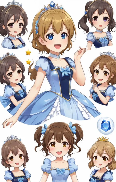 masterpiece,best quality,<lora:tbh374-sdxl:0.6>,illustration,style of emoji,emoji sheet portrait of idolmaster cinderella girls,