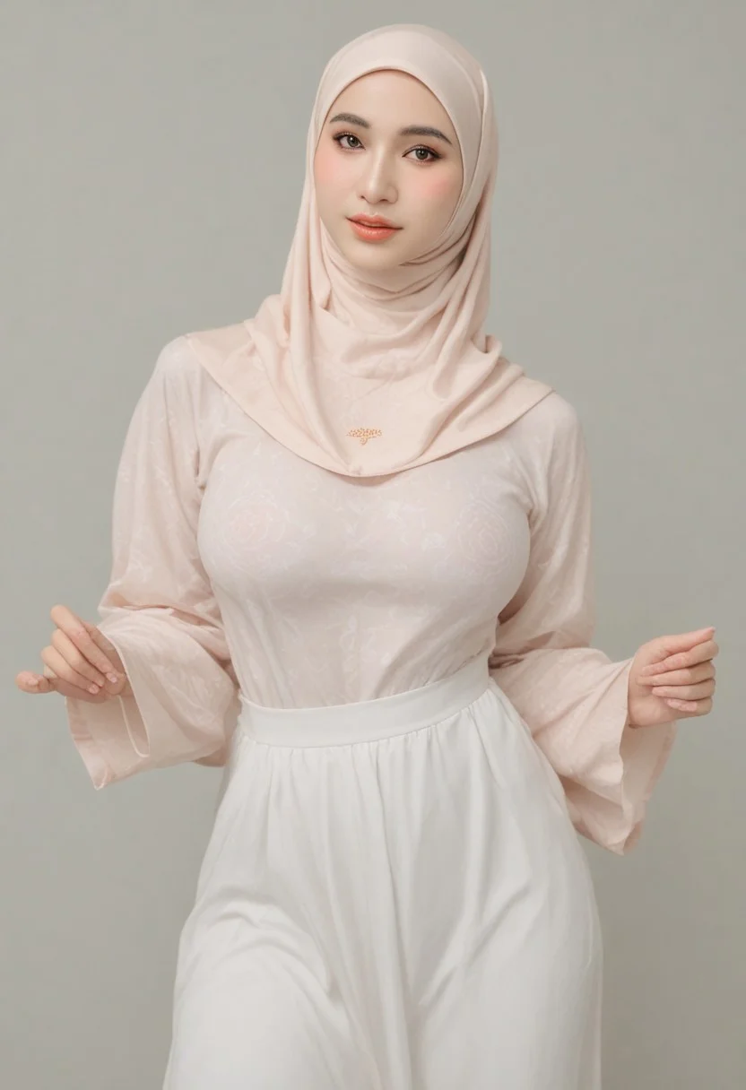 score_9, score_8_up, score_7_up, intricate design, highly detailed, realistic, young lady, sexy mole, 1girl, white ((hijab)), youthful, Indonesian mix Chinese, ((malay)) girl, 1girl, medium breasts,big naturals,saggy breasts, realistic, tight pink long shirt, detailed face, high quality, masterpiece, 1girl, extremely detailed face,emale beautiful white skin,high detailed skin, dark eyes,jawline,perfect hairline,full lips,black eyeshadow, very pale skin, blush, beautiful sexy women,toned, thighs, short, wide hips, flat stomach, huge breasts, horny face, standing, alternate pose, pose variation, pureerosface_v1, easynegative, Expressiveh, ng_deepnegative_v1_75t, eye catching, drab, spiral print, thighhighs, ng_deepnegative_v1_75t, easynegative, hand, Expressiveh