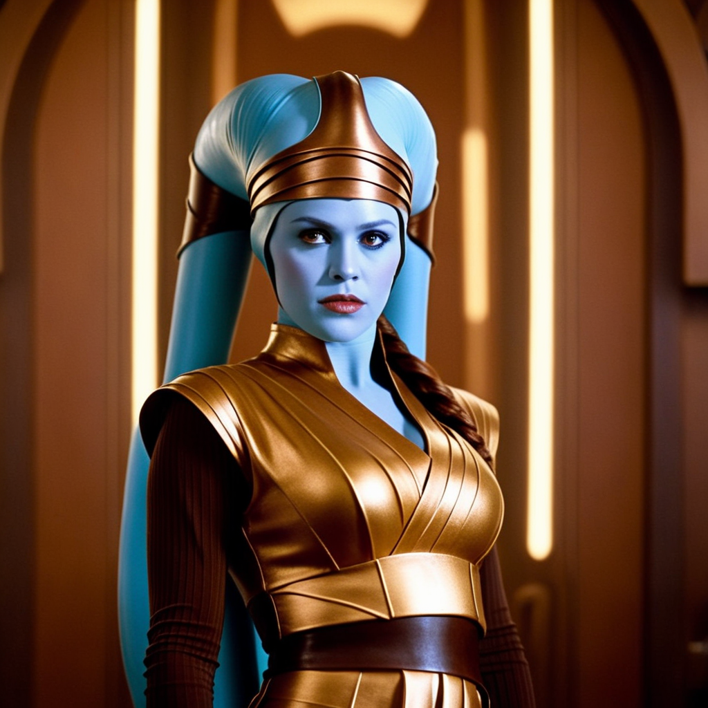 cinematic film still of <lora:Aayla Secura:1.5>
Aayla Secura a woman in a gold dress standing in a room In Star Wars Universe, shallow depth of field, vignette, highly detailed, high budget, bokeh, cinemascope, moody, epic, gorgeous, film grain, grainy