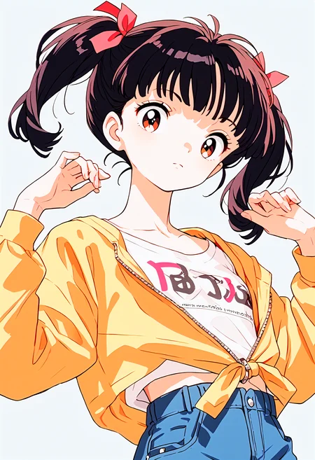 score_9,score_8_up,score_7_up,source_anime,1girl,solo,twin tails hair,partially_unzipped,upshirt,transparent background,
<lora:CuteStylishMix_pony_bx-v1.01:1>,