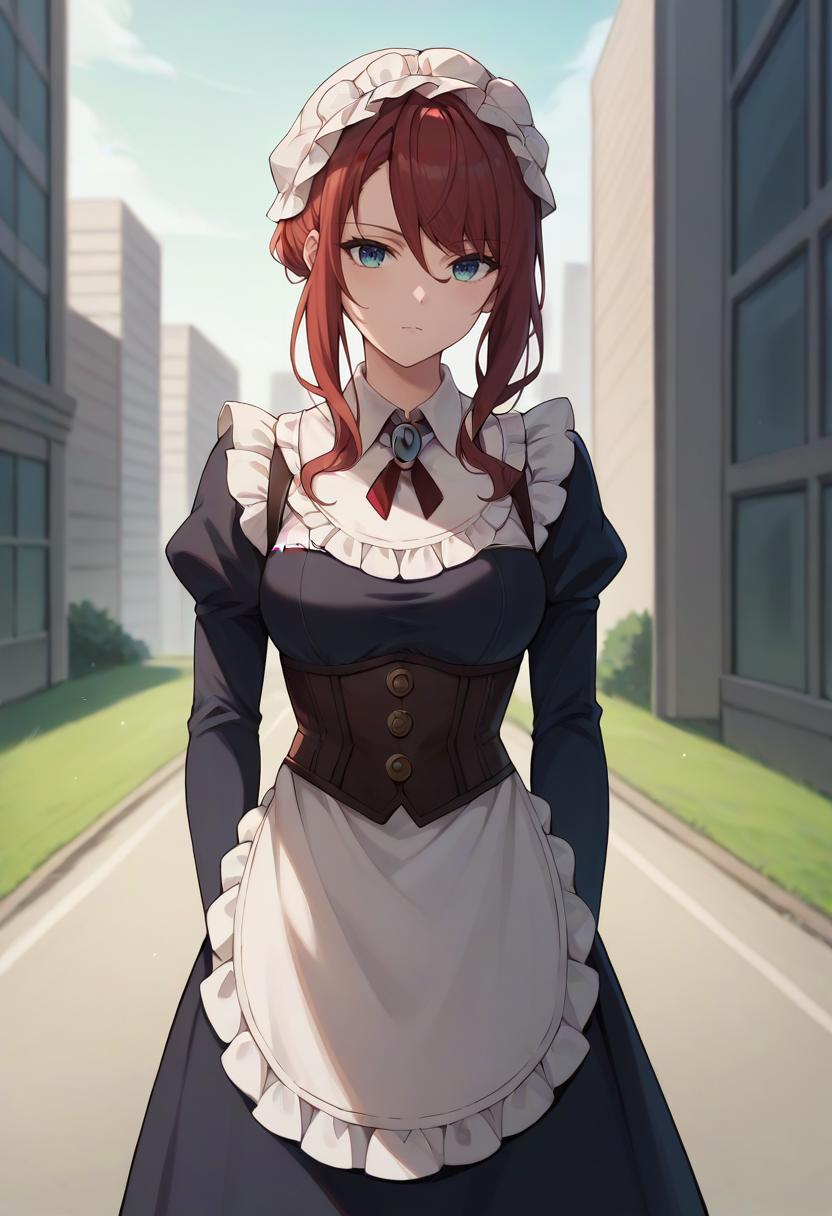score_9,score_8_up,score_7_up,score_6_up,score_5_up,score_4_up,
1girl, ilia coral, long hair, breasts, maid, mob cap, maid apron, long sleeves, brooch, corset, 
solo, cowboy shot, outdoors, city, looking at viewer,
<lora:iliaponyxl-10:1>