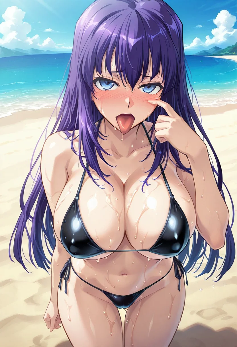 score_9,score_8_up,score_7_up,source_anime,5_figner,2d_animation,game cg,BREKE,1girl,solo
Shion Doll 007,
long hair,blue eyes,blue hair,purple hair,
black micro bikini,akanbe,
large breasts,front view,cowboy shot,blush,wet,Sweat,
barefoot,
akanbe, eyelid pull, finger to eye, tongue out,
beach,bluesky,sea,sandy,outdoor,cloud,
masterpiece,best qualit,ultra-detailed,illustration,an extremely delicate and beautiful,beautiful detailed eyes,unity 8k wallpaper,high resolution,anime CG,official_art,Erotic_style,