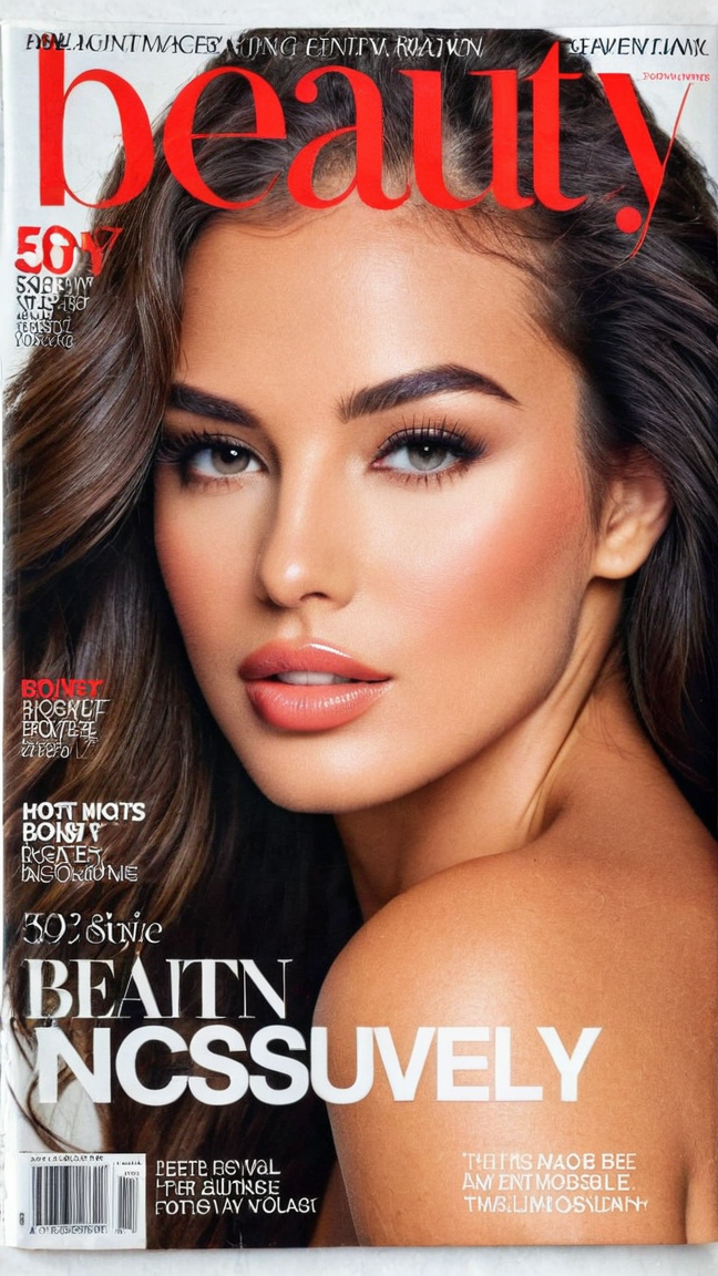 TEXT "BEAUTY" on a Magazine cover with a woman, modern, sexy