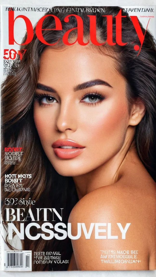 TEXT "BEAUTY" on a Magazine cover with a woman, modern, sexy