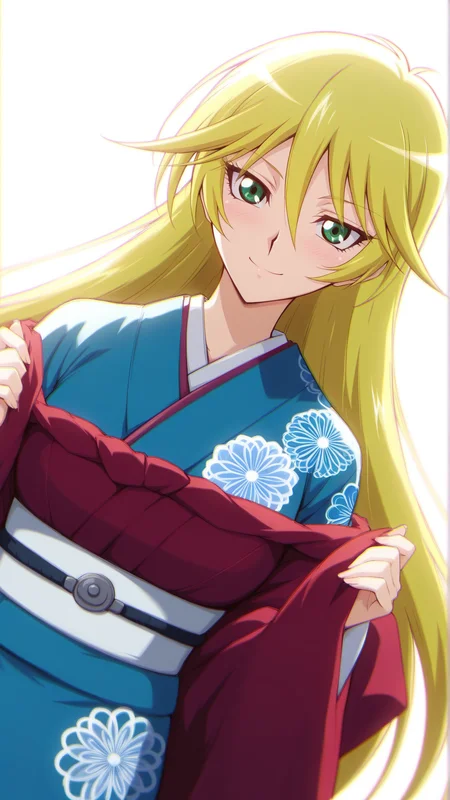 source_anime, general, best quality, masterpiece, 1girl, <lora:sherry_leblanc_ill_v1.1:1>sherry_leblanc\(yu-gi-oh!\),green eyes,blonde hair, hair between eyes, long hair,Japanese Kimono, smile, (embarrassed:0.7), dynamic pose, dutch angle,