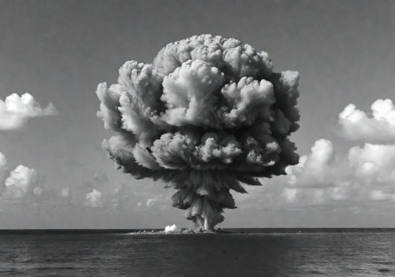 <lora:Smoke_XL:1> atomic bomb in the form of smoke_xl detonated on a pacific island