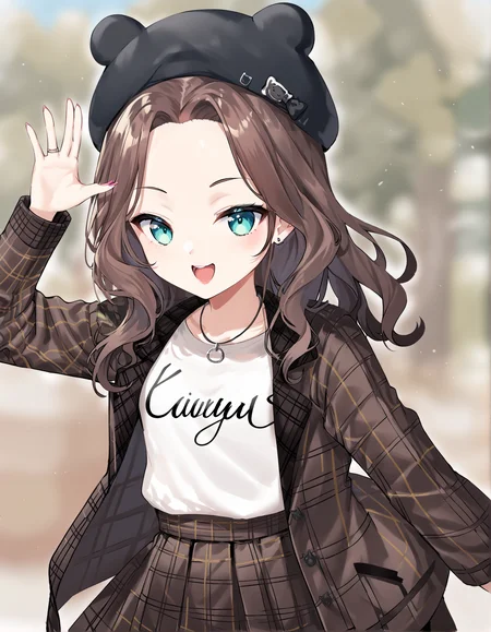 score_9, score_8_up, score_7_up, source_anime, anime, BREAK, best quality, very aesthetic, crisp image, absurdres, hotfiy, outdoors, <lora:natsuiromatsuriponyXL1_0:1>, 1girl, matsuristreetcasual, animal hat, jacket, forehead, dynamic pose,