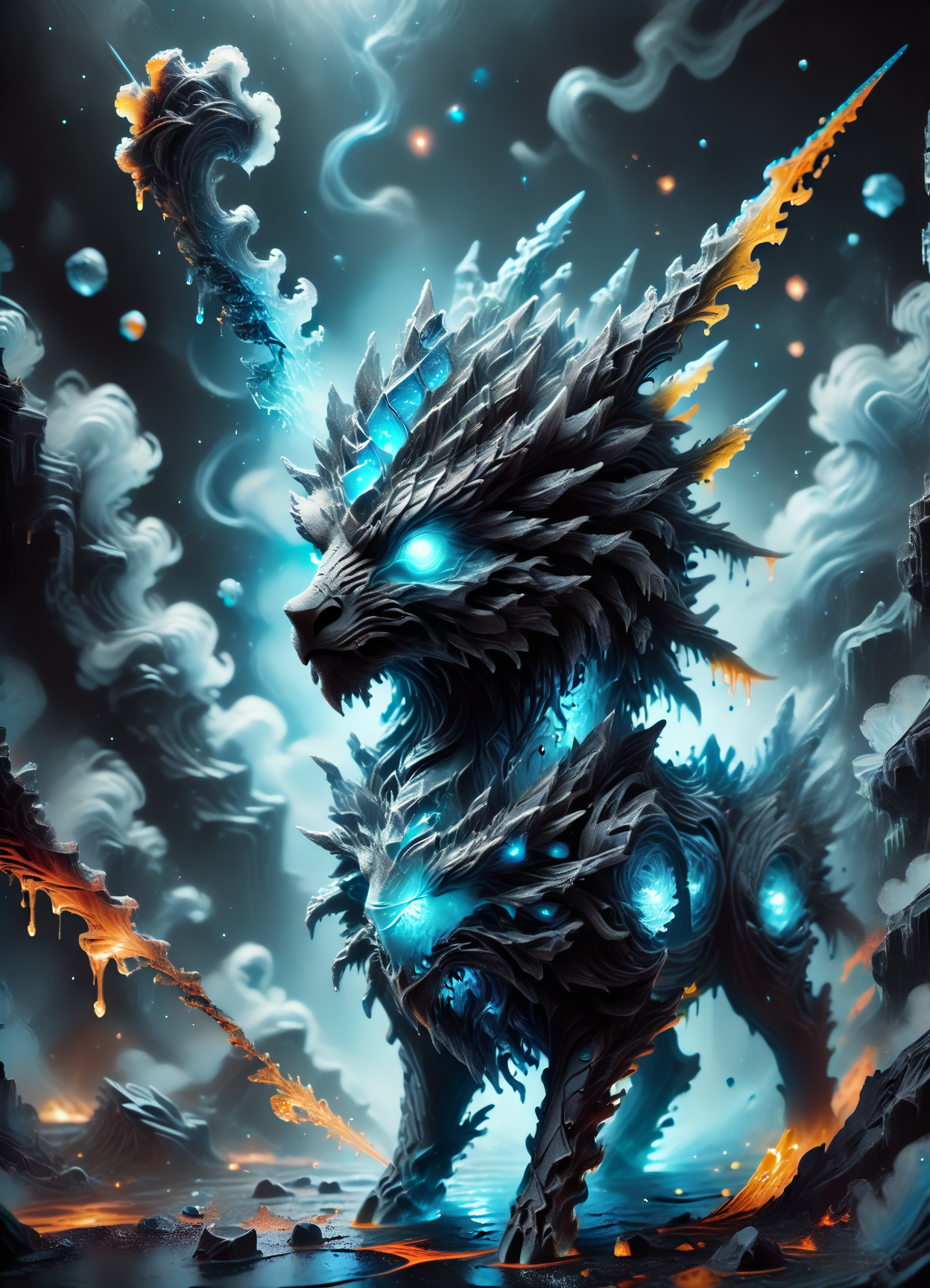 DonMGl00my1c3XL,score_9, score_8_up, score_7_up, score_6_up, dark blue lava radiation, rating_safe <lora:DonMGl00my1c3XL-pony:1>