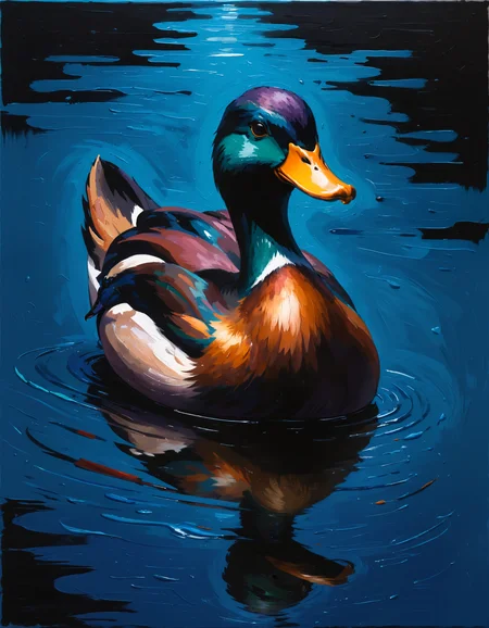 dark post-impressionism painting of a duck