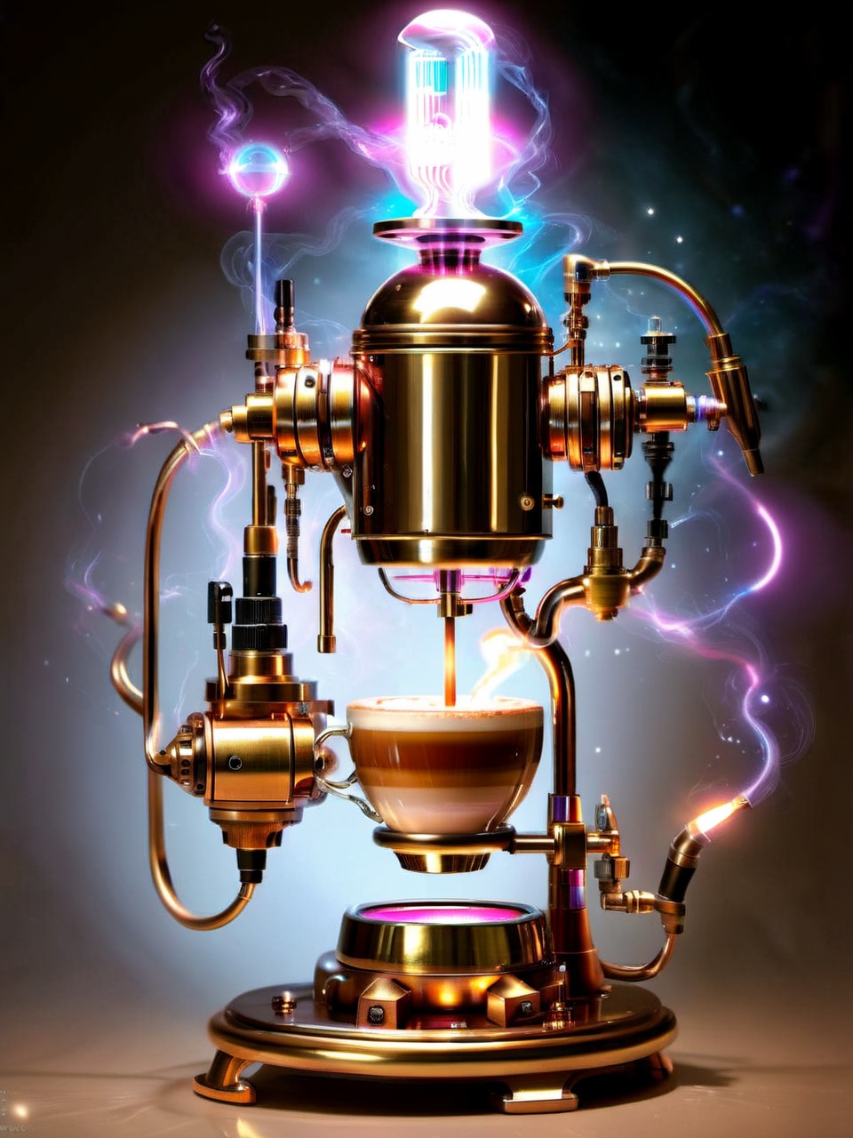 <lora:TechPunkAI:.7> ValvePunkAI ,AetherPunkAI  coffee machine  (Highly detailed, amazing sci-fi setting), (Shiny Impressive lighting), (Ultra Realistic, High quality, Highly detailed, Sharp focus, 8K UHD, Art photography), (trending on artstation)