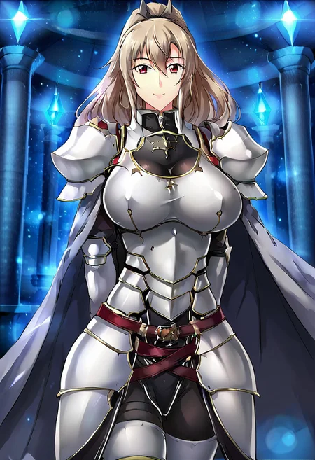 easynegative, FastNegativeV2, EasyNegativeV2, haganef, overfit style, large breasts, 1girl, solo, thicc big breasts, sexy body , big butt, big breasts, shaggy big breasts, young, big chest, <PUT OVERFIT STYLE IN NEGATIVE PROMPT>, anime, negative_hand, smile,
Eydis, red eyes, light brown hair, long hair, ponytail, battle uniform, knight armor, skirt armor, dark purple cape, cape behind back
big breasts, shaggy big breasts, mature, young