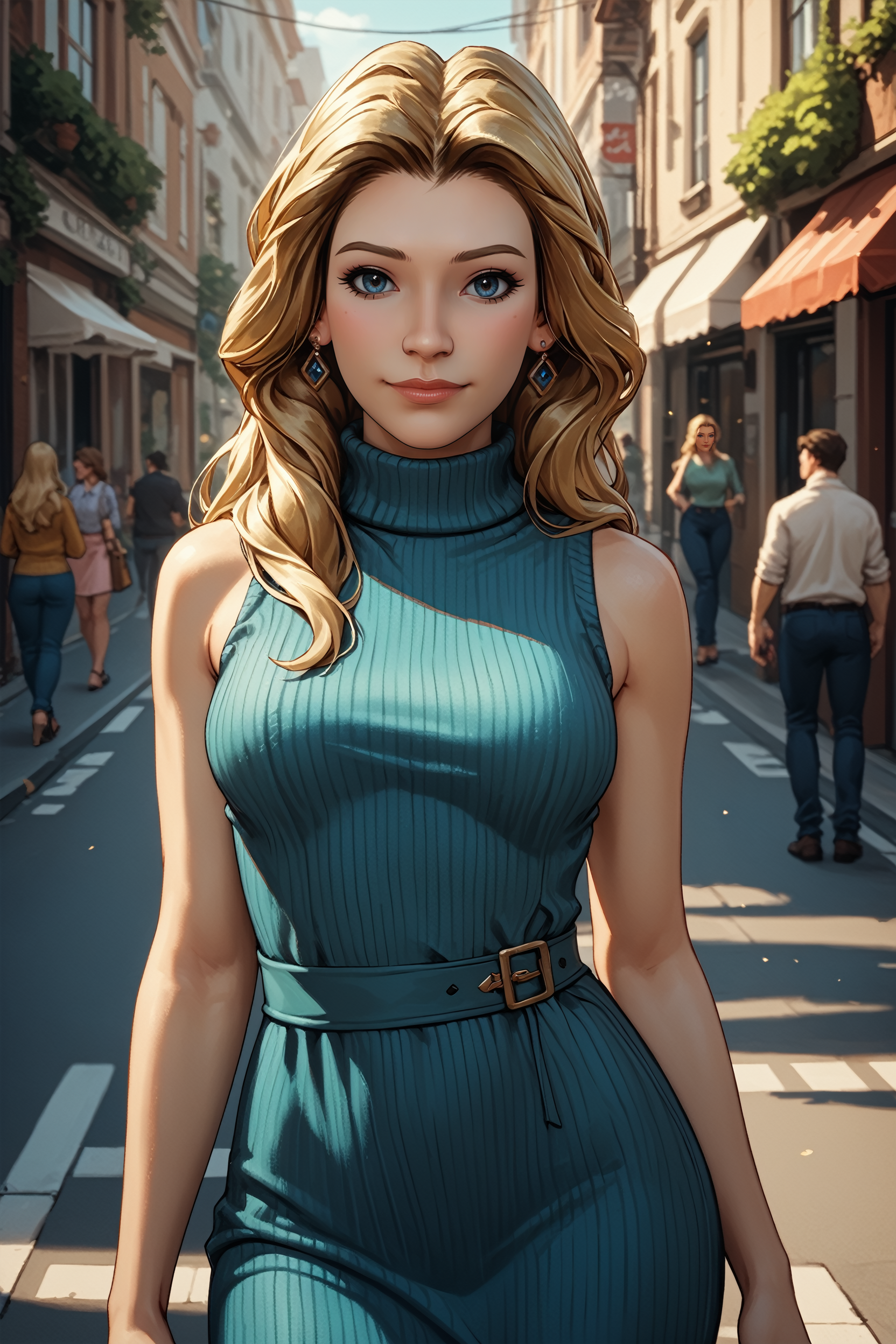 score_9, score_8_up, score_7_up,
<lora:WolfBeauty:0.8>
WolfBeauty, 1girl, long hair, blonde hair, blue eyes, looking at viewer, street, standing, cowboy shot, bare arms, turtleneck, ribbed sweater, sweater dress, sleeveless, smile