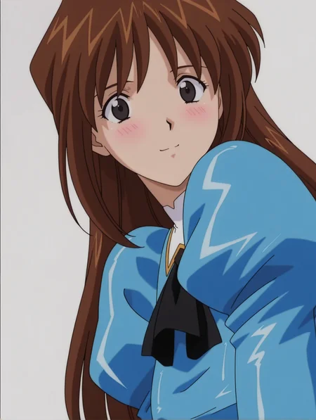 masterpiece,best quality,newest,
1girl,solo,
anime screencap,<lora:Blue_Delmo_b_ilxl_v1.0:1>,blue_b,brown hair,long hair,black eyes,
b_clothes,black ascot,blue dress,juliet sleeves,long sleeves,
<lora:Fixhands_anime_bdsqlsz_V1:1>,upper_body,looking_at_viewer,smile,light_blush,white_background,simple_background,