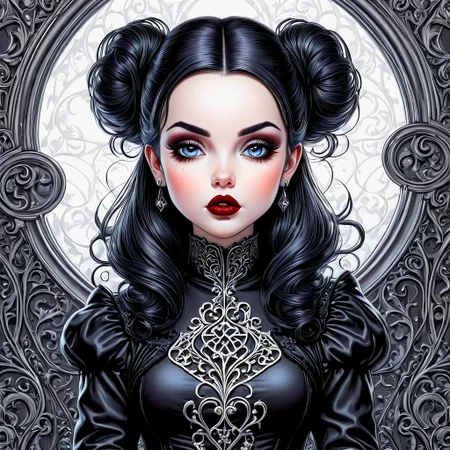 j scott campbell ,a whimsical image of a gothic baby girl