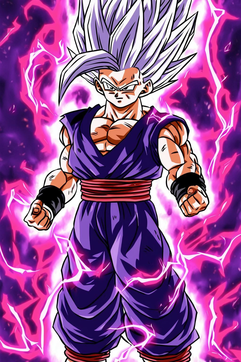 <lora:Gohan_Beast_pony:1> gohan_beast, solo, aura