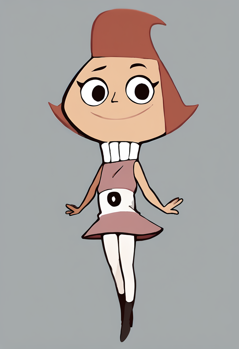 <lora:PteresaPony1.0:1>pteresa, pink dress, red hair, short hair, solo, 1girl, black eyes, white belt, white pantyhose, black footwear, smile, looking at viewer, cowboy shot,, score_9, score_8_up, score_7_up, score_6_up, score_5_up, score_4_up, simple background,