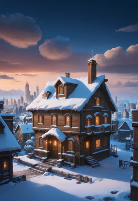 score_9, score_8_up, score_8, hi-res, in village, high quality, best detailed, cloud, parody, winter, sky, large house, snow, science_fiction, outdoors, cyberpunk, cityscape