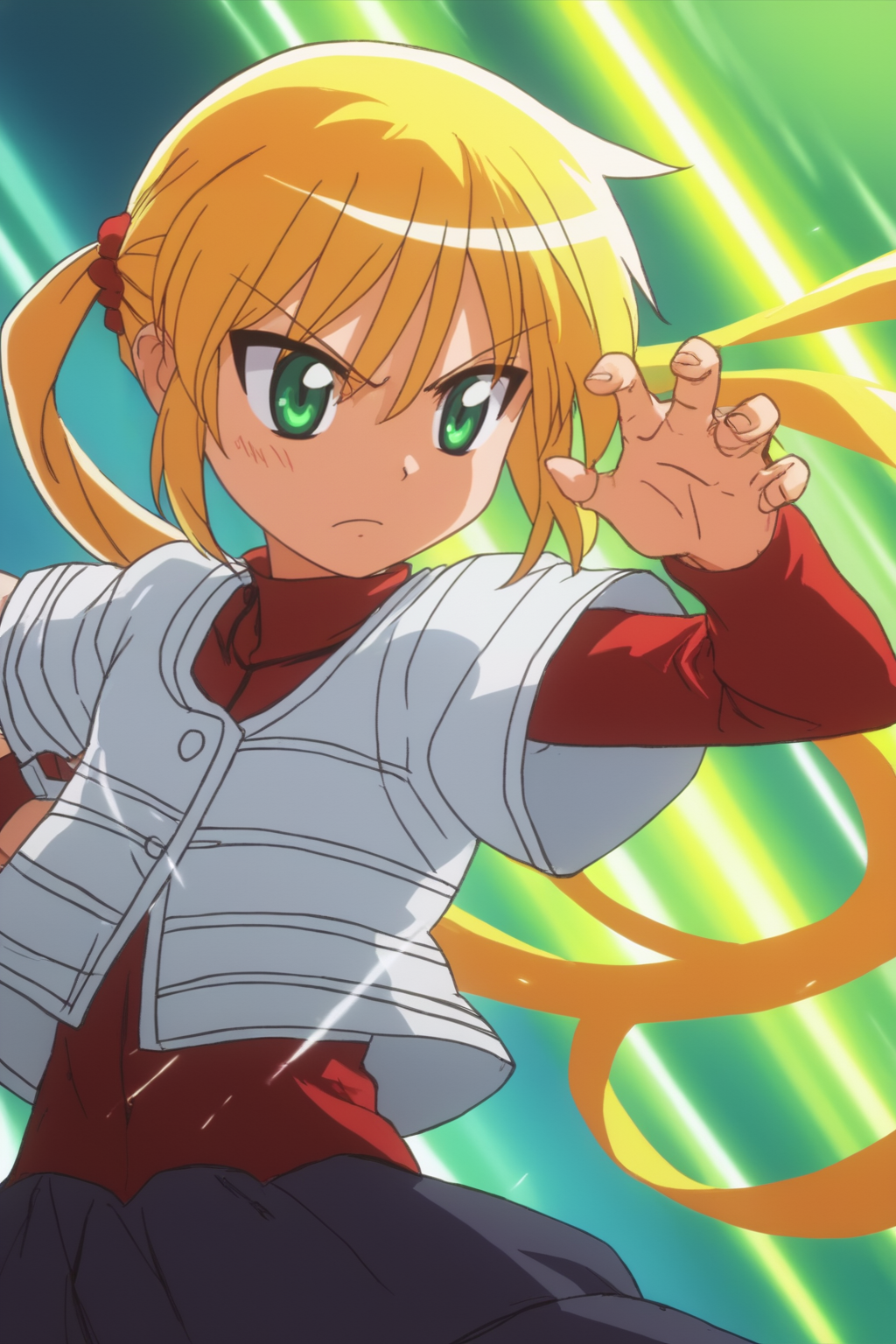 rating_safe, score_10, score_8_up, score_7_up, score_6_up, uncensored, anime screencap, flat shadows BREAK nagi sanzenin, upper body, dynamic pose