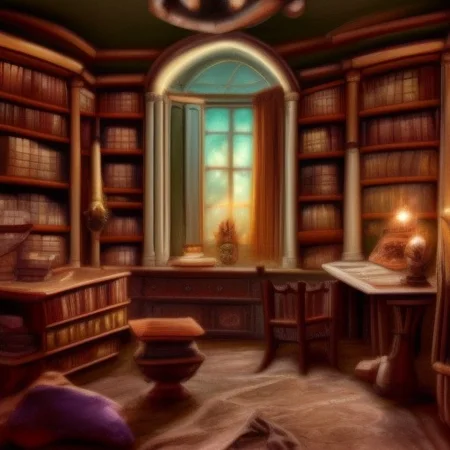 a fantasy bedroom that is also the owner's personal library with books everywhere
FanStu