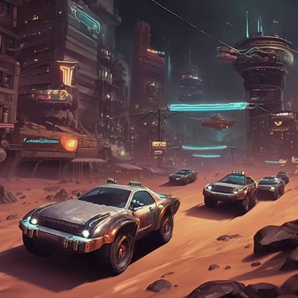 cars racing on a lunar surface, <lora:shadowrun:1>