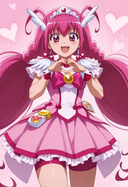 score_9, score_8_up, score_7_up, best quality, masterpiece, source_anime,
BREAK, shiny skin,
<lora:curehappy.pony:1>,
curehappy, pink hair,
BREAKE
heart shaped hands,<lora:AwyHandHeartXL:0.5>
BREAKE
full body, half sitting posture,
BREAKE
from below,seen by the side