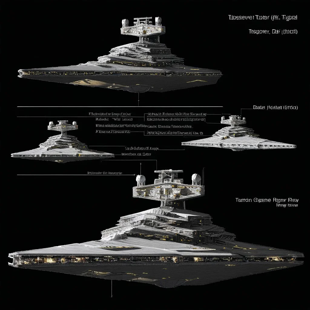 Star Destroyer, Imperial Star Destroyer, concept art, spacecraft, black background, very wide shot, starship, schematic, TIE Fighters, battleship