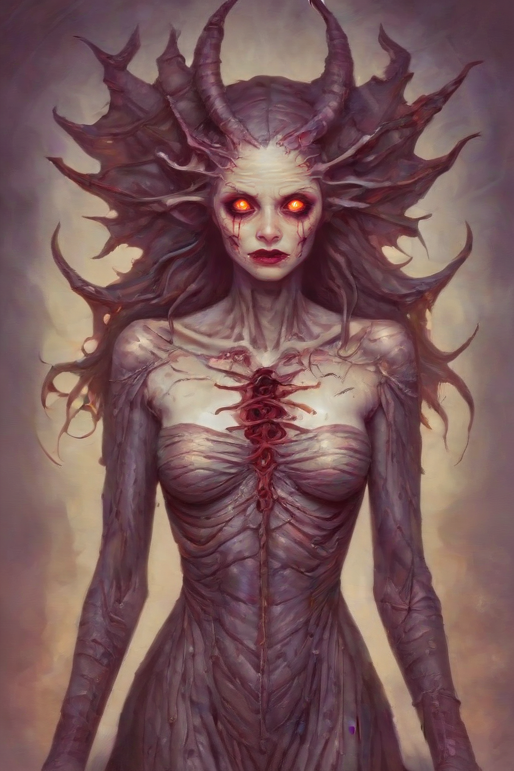 score_9,score_8_up,score_7_up,score_6_up,score_5_up,score_4_up,<lora:Turbo_XL:1>,1girl,cinemat,ic lighting,rim light,godrays,vampire,creature,monster,horror,creepy,spooky,<lora:Eerie_Aesthetic:1>,eerie_art,devils,grotesque,white and grey palette,, maximum details
