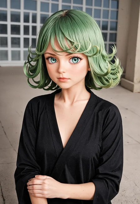 <lora:Hyper-SDXL-8steps-lora:1> zPDXLrl, score_9, score_8_up, score_7_up, score_realistic, best quality, intricate details, perfect anatomy, realistic, hyperrealistic, photo, professional lighting, ultra highres, extremely detailed, detailed eyes BREAK
1girl, clothed, expressionless, upper body, tatsumaki, (one-punch man:0.8), green hair, green eyes, black dress, 
outdoors, city, tokyo, japan, 
<lora:anime_lovedoll_XL(pony)v11:0.7>