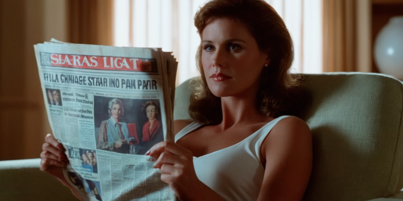 cinematic film still of  <lora:cinematic vintage film:1.2>
Diffused Light fill light
1987
a woman sitting in a chair holding a newspaper cinematic vintage film style, shallow depth of field, vignette, highly detailed, high budget, bokeh, cinemascope, moody, epic, gorgeous, film grain, grainy