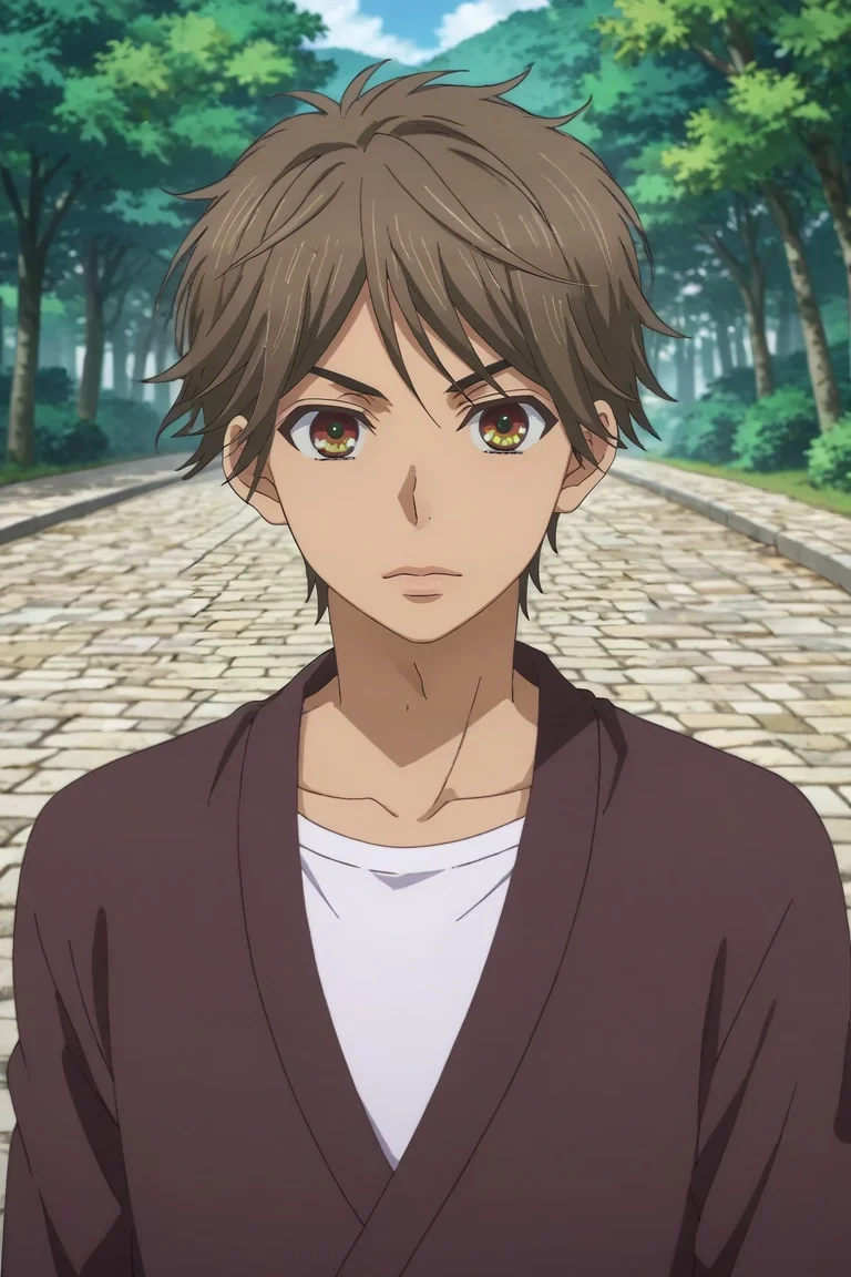score_9, score_8_up, score_7_up, source_anime, rating_safe, intricate details, anime screencap, anime coloring, , looking at viewer, , 1boy, solo, male focus, <lora:hayato_shinomiya_pony:0.92>, hayato_shinomiya, brown hair, brown eyes, short hair, straight-on, stone road, day, sunny, spread arms, skin fang, , <lora:sdxl_lightning_8step_lora:1>