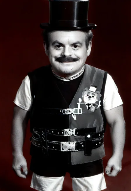 ((((((black and white,black shirt, belt, stubble, red theme, shorts, greyscale, 1boy, life vest)))))),((small man with mustache, top hat, kenbis, chibi, chibi, male only, male, male chibi, monocle, art deco, thick mustache, comically large mustache, handlebar mustache, tiny, multiple men, shrunk, microxl, some little guys, high angle, from above)), bwMovies, realistic, photo, vintage photo, ((very small man, small man, a small man, a man who is small, a small man)), an unapologetically small human male, black and white, smiling, very happy, euphoric, ecstatic, wonderful small men, large smile, huge smile