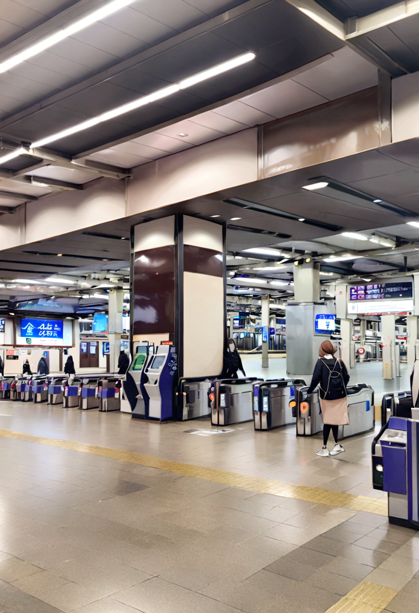 masterpiece, best quality, very aesthetic, absurdres,
umeda3F, automatic ticket gate, scenery, indoors, train station, real world location, ceiling light, tile floor, tiles, ceiling, realistic, photo background, 
 <lora:umeda_st_3F_SDXL_V1:1>