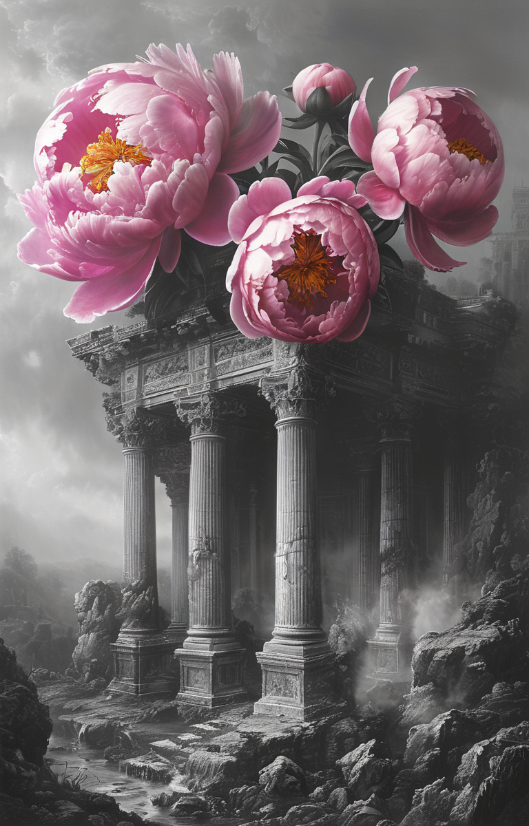 masterpiece,best quality,<lora:tbh344-sdxl:0.75>,illustration,style of Simon Schubert decaying peonies