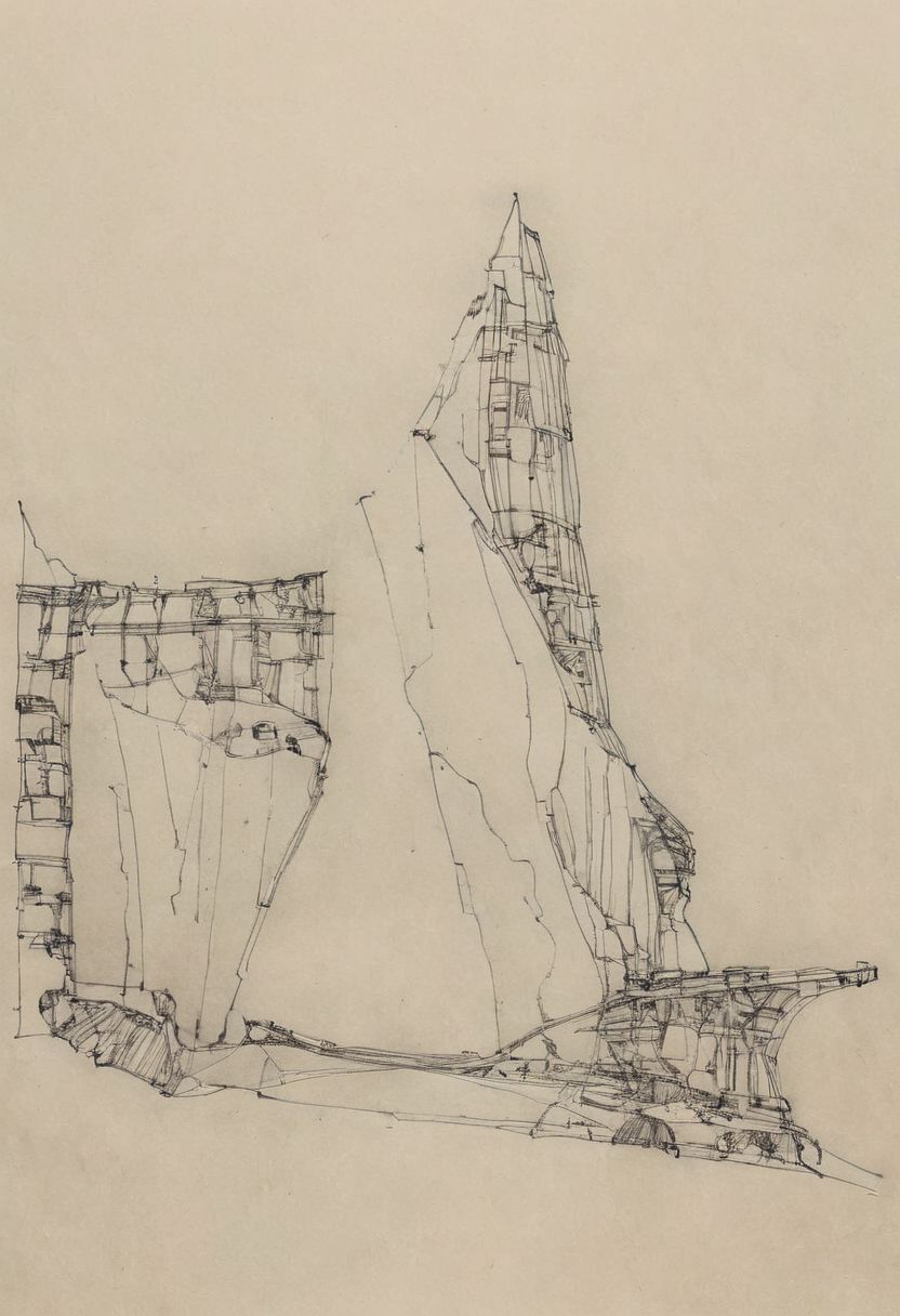 a professional hand sketch of architecture,
(POV view , DOF, first people view from the entrance, low angle shot:1.4),
(Ancient civilization, Alien Prometheus movie scene, dune movie scene:1.5), (The colonial city of the future, in the mist-filled Grand Canyon, on an unknown Earth-like planet, 2 moon on sky, Spaceship flight connects colonies, waterfulls:1.3), (Machu Picchu, a mountain settlement, incredibly spectacular:1.2), (Mario Botta:1.3), (avant-garde, future, reality, science fiction, photorealistic), (modern architecture:1.2), White limestone with black granite, fountain, waterfall, landmark, square, path, narrow street,
(Large Files, Ultra Realistic, 8K, 16k, FHD, HD, VFX, Perfect, Photography, composition, Architecture Sales Photography, Architecture Competition, Ultra High Resolution, Cinematography, High Resolution Image:1.1), (dramatic lighting, direct sunlight, ray tracing, clear shadow:1.2),  (real landscape:1.1), (blurred background:1.0), (urban background, more_details) ,
great lighting, extremely detailed, hillscastel, Neo Classic, Architecture sketch