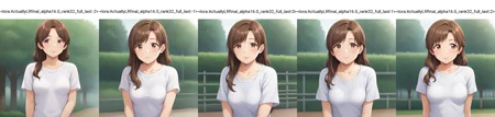 score_9,source_anime,anime style,
breasts,<lora:Breast Slider - Pony_alpha1.0_rank4_noxattn_last:-0.5>,<lora:Nipple Size Slider_alpha1.0_rank4_noxattn_last:-0.5>,<lora:d3t41l3dXLP:0.25>,<lora:m0njy4XLP:0.35>,<lora:susamix010-pony:0.3>,<lora:cutecorestyle:0.3>,cute,kawaii,<lora:ActuallyLRfinal_alpha16.0_rank32_full_last:-2>,outdoors,white t-shirt,long hair,mature female,eyes_open,medium breasts,brown hair,brown eyes,