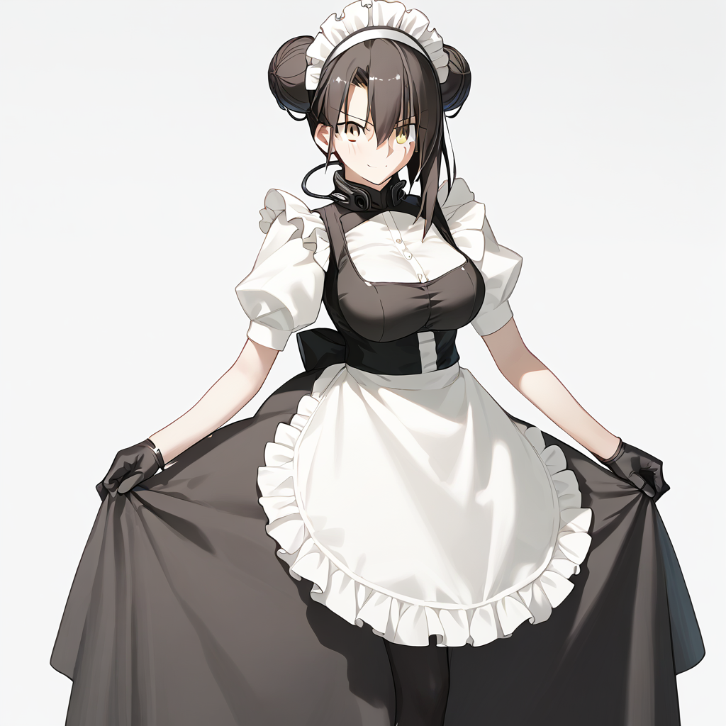 <lora:Takeuchi_Takashi_PonyXL_style_v01:1>
<lora:agent.pony:1>
score_9 , score_8_up , score_7_up , source_anime , 
masterpiece , best quality , ultra-detailed , 
BREAK
agent \(girls' frontline\), maid
1girl , woman , huge breasts , light smile , light blush , ((jeanne d'arc (fate)):0.5)  , 
long black hair  , maid dress ,  
cowboy shot