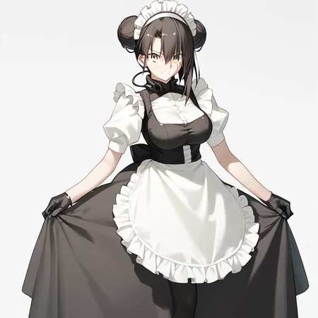 <lora:Takeuchi_Takashi_PonyXL_style_v01:1>
<lora:agent.pony:1>
score_9 , score_8_up , score_7_up , source_anime , 
masterpiece , best quality , ultra-detailed , 
BREAK
agent \(girls' frontline\), maid
1girl , woman , huge breasts , light smile , light blush , ((jeanne d'arc (fate)):0.5)  , 
long black hair  , maid dress ,  
cowboy shot