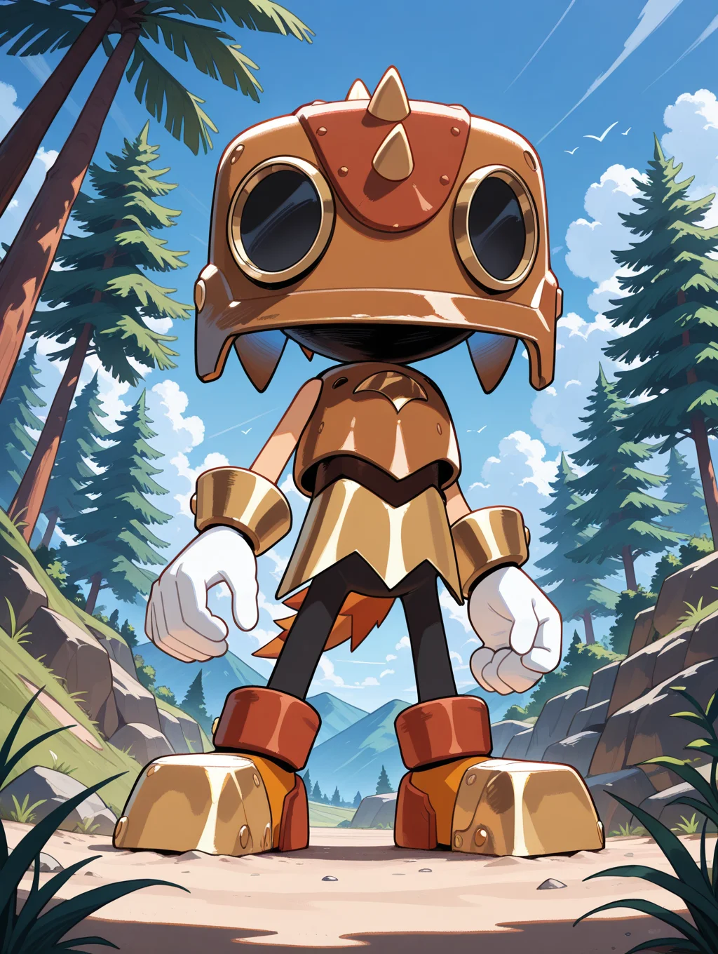 <lora:Trip_the_Sungazer_NS:1> trip the sungazer, outdoors, helmet,, masterpiece, best quality, amazing quality, very aesthetic, absurdres, new, newest,