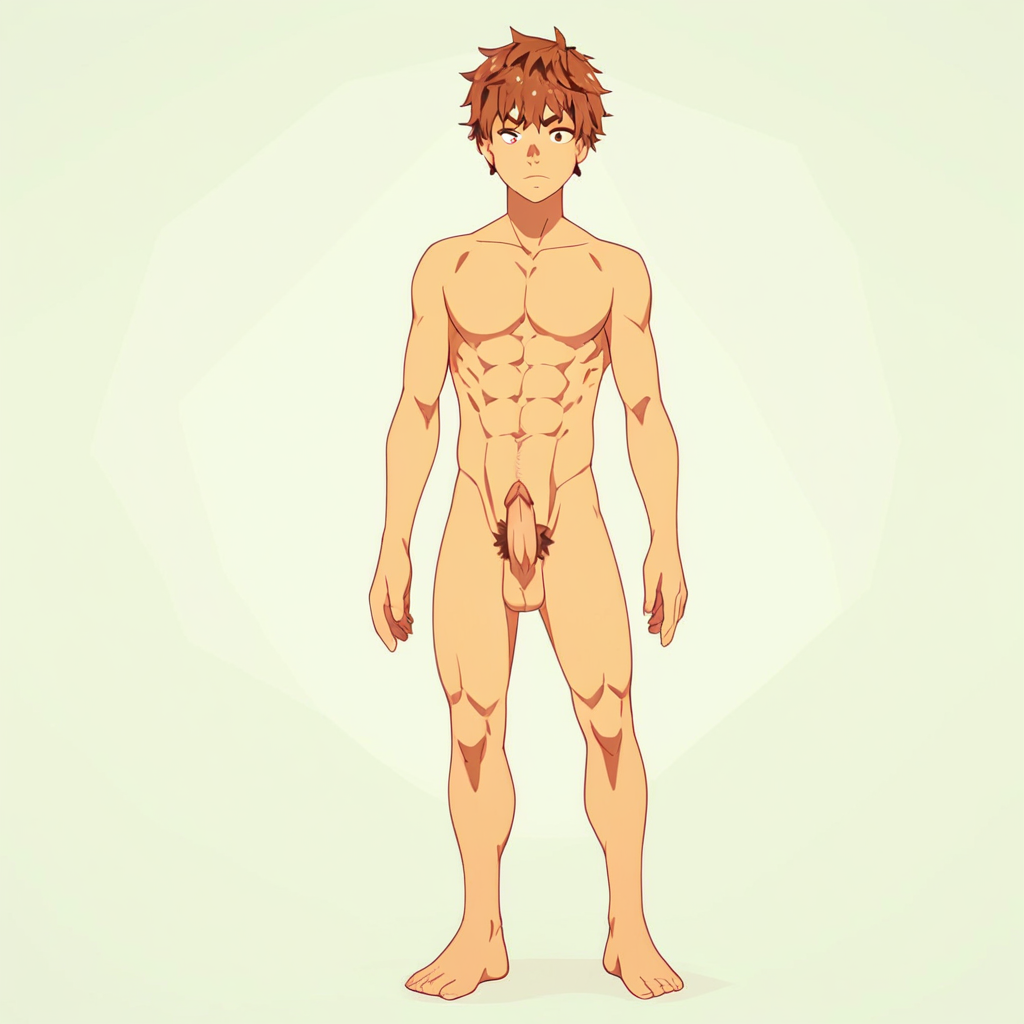 Kazuya Kinoshita, 1boy, male focus, solo, brown hair, brown eyes, pubic hair, completely nude, abs, penis, balls, standing,  hard penis, score_9, score_8_up, score_7_up, score_6_up <lora:vinceteaa_020_04v2-step00000400r:1> good face, good eyes, looking at viewer, full body, standing,