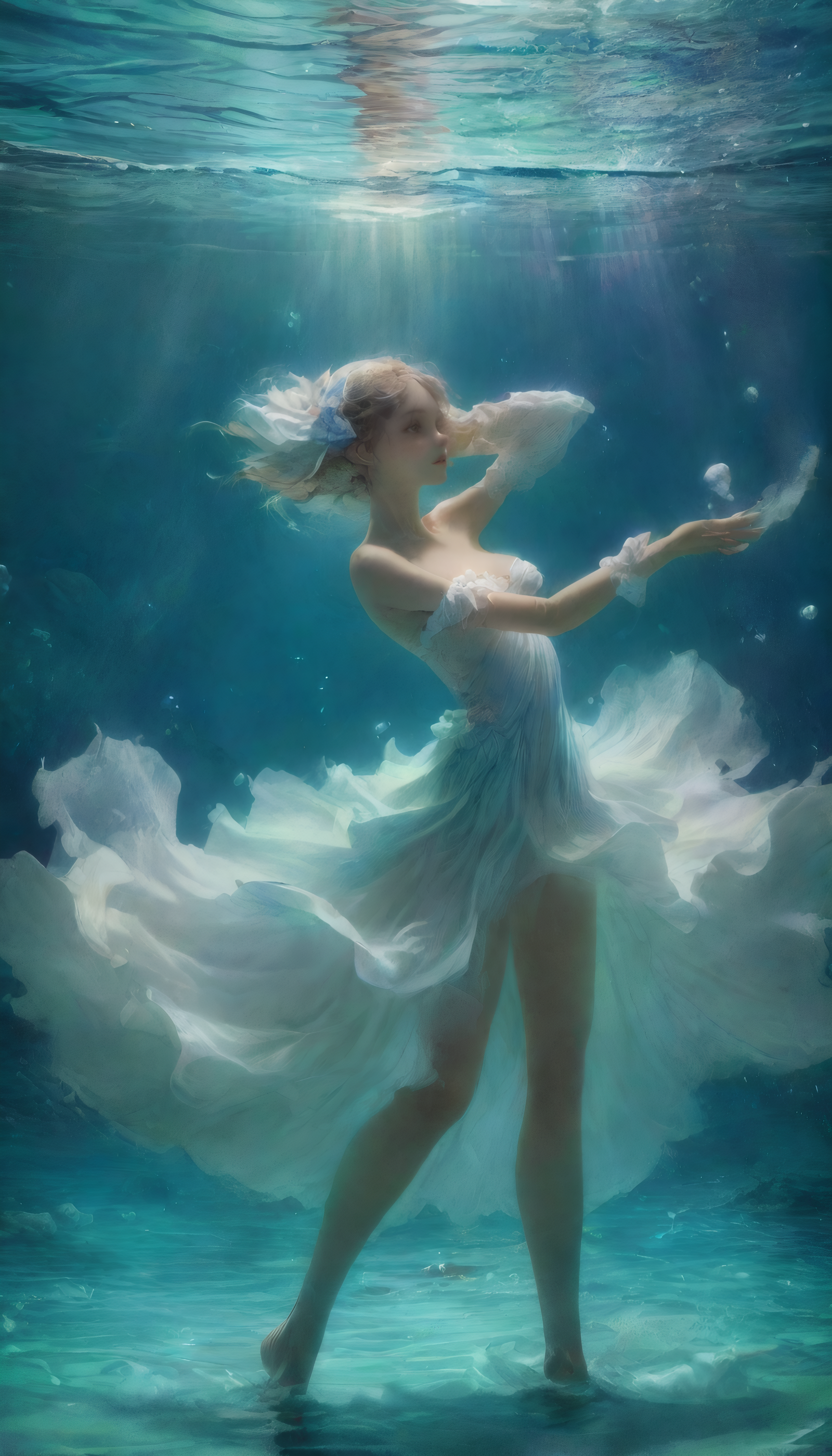 <lora:add-detail-xl:1>,<lora:lcm-lora-sdxl:1>,(nymph dancing in the tides),water,ocean,waves,mystical,serene,blue,aquatic,ethereal,fantasy,underwater,bubbles,