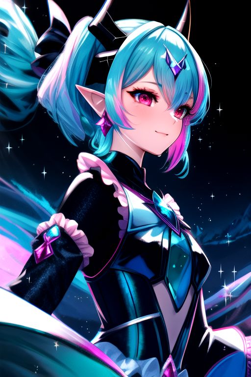 DarkPrecure, Bad_End_Precure, Corrupt_Girl, professional image of a cute young woman, (frilly elegant glossy dark holographic dress, crescent brooch, crescent earrings, crescent accessories:1.2),
(blue water dragon horns, blue water dragon tail:1.3), (short hair, side ponytail, hair above cheeks, light blue hair with light pink hairtips, gradient hair, multicolored hair:1.4), red eyes, (small breasts, cute face, pointy ears, evil laugh, evil eyes, corrupted:1.1), (sparkles, sparkling clothes, sparkles near eyes:1.2),
(intricate aquatic background, underwater, sparkling water, ocean floor, corral reef, bubbles:1.2), 
(ultra wide angle shot, cinematic style, absurdres, incredibly absurdres, huge filesize, extremely detailed, High quality texture, physically-based rendering, Ray tracing, octane render, sharp focus, (8k), (4k), (Masterpiece), (Best Quality), extremely detailed, intricate, hyper detailed, illustration, soft lighting, high resolution, sharp detail)
