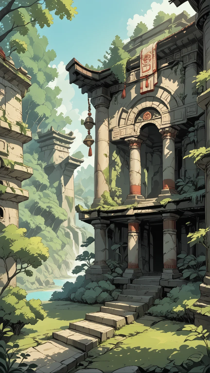 score_8_up, score_7_up, scenery, lost temple, (no human:1.5), lost in nature, trees, bushes, plants, ancient ruins, stones, <lora:Anicomix-Beta-style_ponyXL_LOREVER:0.9>
