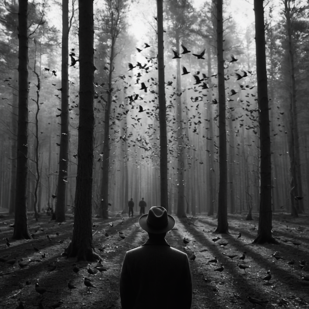 UHD, 4k, ultra detailed, cinematic, a photograph of <lora:Juxtaposition style:1>
Juxtaposition of a man from behindstanding in a forest with lots of birds flying around him,solo,1boy,hat,monochrome,greyscale,male focus,from behind,bird Juxtaposition, artistic, photography, dramatic light, dramatic shadow light, contrast, saturated color, cinematic, filmic, photographic, realistic, realism, perfection, perfect, Juxtaposed, opposite, different things, side by side, syncretism, antithesis, Juxtaposition style, epic, beautiful lighting, inpsiring