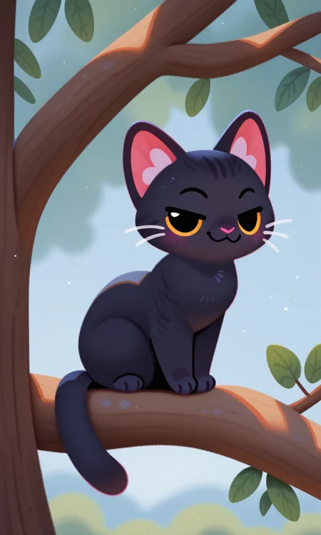 embedding:IllusP0s, pikaole, black cat, on branch tree, cute, smug, smirk, embedding:IllustriousQual, embedding:Smooth Quality,<lora:pikaole_ill.safetensors:1.0:1.0>